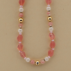 Vintage Czech necklace opaline pink frost glass beads