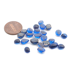 Lot (24) Czech antique Sapphire blue glass cabochon drops craft supplies