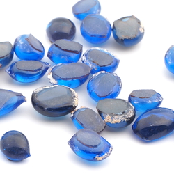Lot (24) Czech antique Sapphire blue glass cabochon drops craft supplies