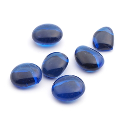 Lot (6) Czech antique Sapphire blue glass cabochon drops 11/12mm