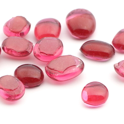 Lot (13) Czech antique cranberry pink glass cabochon drops craft supplies 10-12mm