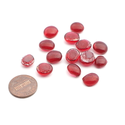 Lot (14) Czech antique cranberry pink glass cabochon drops craft supplies 11-13mm