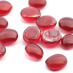 Lot (14) Czech antique cranberry pink glass cabochon drops craft supplies 11-13mm