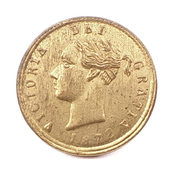 Antique brass metal Victoria Dei Gratis 1872 sovereign button 17mm 