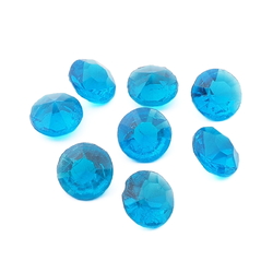 Lot (8) large Czech vintage round faceted blue glass rhinestones 14mm