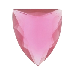 Large antique Czech hand cut frost fuchsia pink shield glass rhinestone 30x26mm
