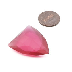 Large antique Czech hand cut frost fuchsia pink shield glass rhinestone 30x26mm
