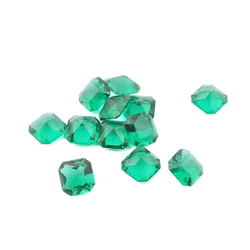 Lot (12) rare Czech antique Emerald green square glass rhinestones 6mm