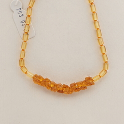 Vintage Czech necklace topaz pentagon flower glass beads 