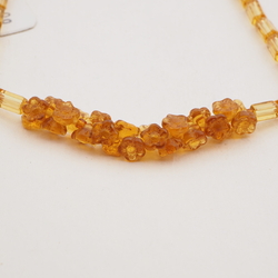 Vintage Czech necklace topaz pentagon flower glass beads 