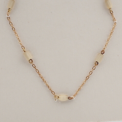 Vintage Czech gold chain necklace satin atlas glass beads 