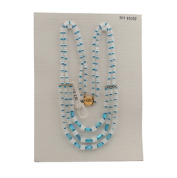 Vintage Czech 2 to 3 strand necklace satin atlas blue vitrail glass beads