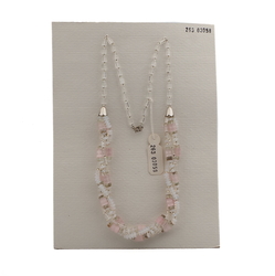 Vintage Czech 1 to 4 strand necklace pink satin atlas clear opaline glass beads