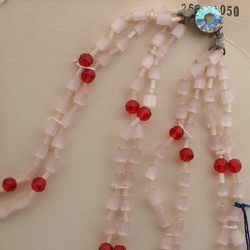 Vintage Czech 4 strand necklace satin atlas red glass beads