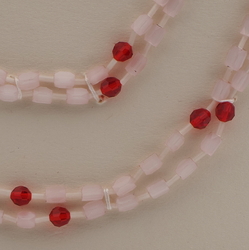 Vintage Czech 4 strand necklace satin atlas red glass beads