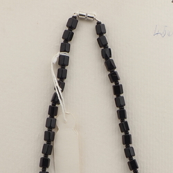 Vintage Czech necklace black clear frost glass beads