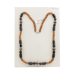 Vintage Czech necklace black topaz bronze glass beads