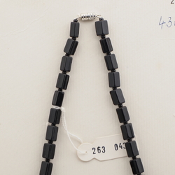 Vintage Czech necklace black pearl metallic glass beads