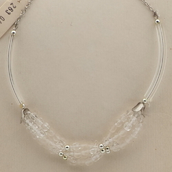 Vintage Czech chain necklace clear pentagon arc round faceted glass beads