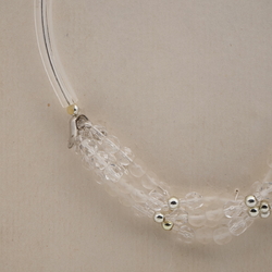 Vintage Czech chain necklace clear pentagon arc round faceted glass beads