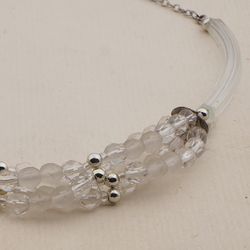 Vintage Czech chain necklace clear pentagon arc round faceted glass beads