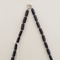Vintage Czech necklace black silver lustre red glass beads
