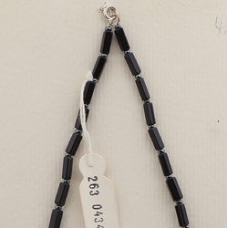 Vintage Czech necklace black hematite clear glass beads