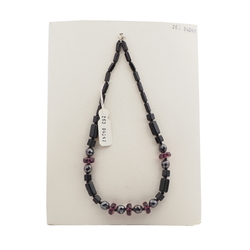 Vintage Czech necklace black hematite purple glass beads