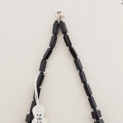 Vintage Czech necklace black hematite purple glass beads
