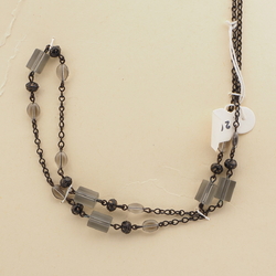 Vintage Czech chain and link necklace round oval bugle glass beads