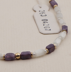 Vintage Czech necklace satin atlas purple satin glass beads