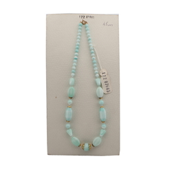 Vintage Czech necklace white uranium vaseline glass beads 