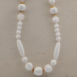 Vintage Czech sample necklace white glass beads