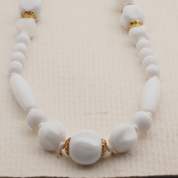 Vintage Czech sample necklace white glass beads