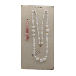 Vintage Czech sample necklace white glass beads 27"