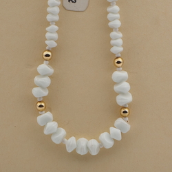 Vintage Czech necklace white nugget glass beads 