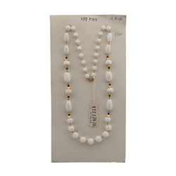 Vintage Czech link chain necklace white glass beads 