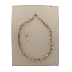 Vintage Czech necklace clear pentagon part silvered round glass beads
