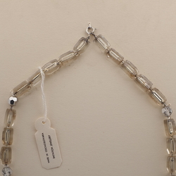 Vintage Czech necklace clear pentagon part silvered round glass beads