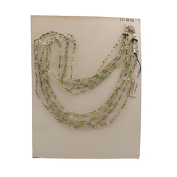 Vintage Czech 4 strand necklace silver lined pentagon topaz bugle glass beads