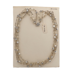 Vintage Czech 3 strand necklace silver lined pentagon silvered glass beads