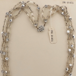 Vintage Czech 3 strand necklace silver lined pentagon silvered glass beads