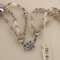 Vintage Czech 3 strand necklace silver lined pentagon silvered glass beads