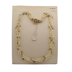 Vintage Czech 5 strand necklace yellow satin atlas vitrail glass beads