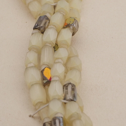Vintage Czech 5 strand necklace yellow satin atlas vitrail glass beads