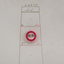 Sample card (7) Vintage Deco Czech geometric hand painted clear glass buttons 18mm
