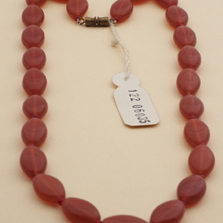 Vintage Czech necklace carnelian opaline oval glass beads 