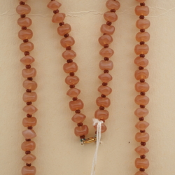 Vintage Czech necklace beige opaline nugget glass beads 27"