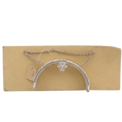 Vintage Deco Czech 40s Cystal Rhinestone Evening silver Bag Purse Floral Frame Wedding Accessories sample card