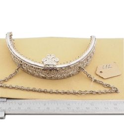 Vintage Deco Czech 40s Cystal Rhinestone Evening silver Bag Purse Floral Frame Wedding Accessories sample card